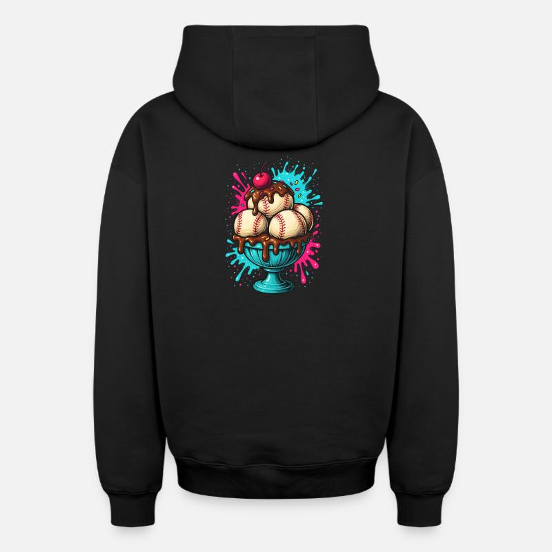 Plaisir Sundae de baseball - Sweat à capuche unisexe zippé oversize épais SPREAD - noir
