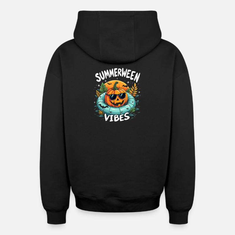 Ambiance Summerween Halloween - Sweat à capuche unisexe zippé oversize épais SPREAD - noir