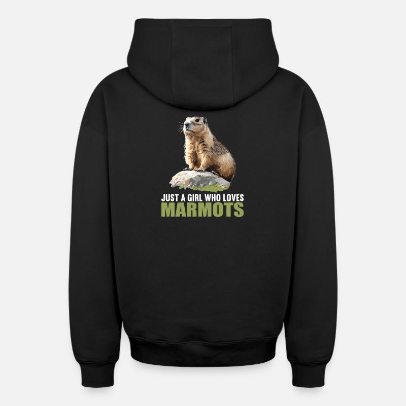 Marmottes Marmotte - Sweat à capuche unisexe zippé oversize épais SPREAD - noir