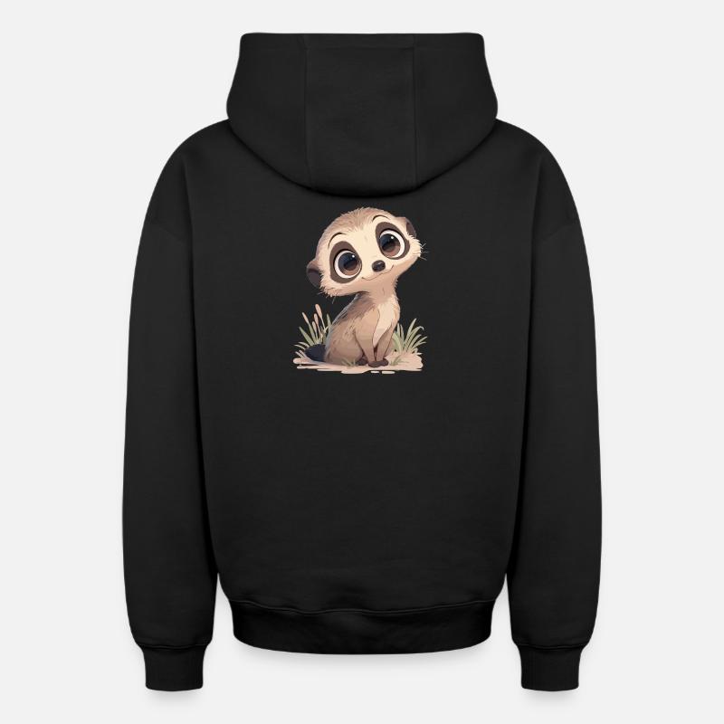 Suricate Erdmännchen - Sweat à capuche unisexe zippé oversize épais SPREAD - noir