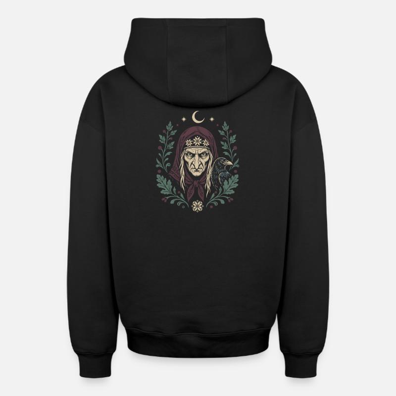 Baba Yaga Raven - Sweat à capuche unisexe zippé oversize épais SPREAD - noir