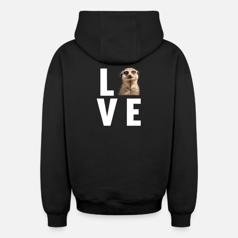 Suricate Erdmännchen - Sweat à capuche unisexe zippé oversize épais SPREAD - noir