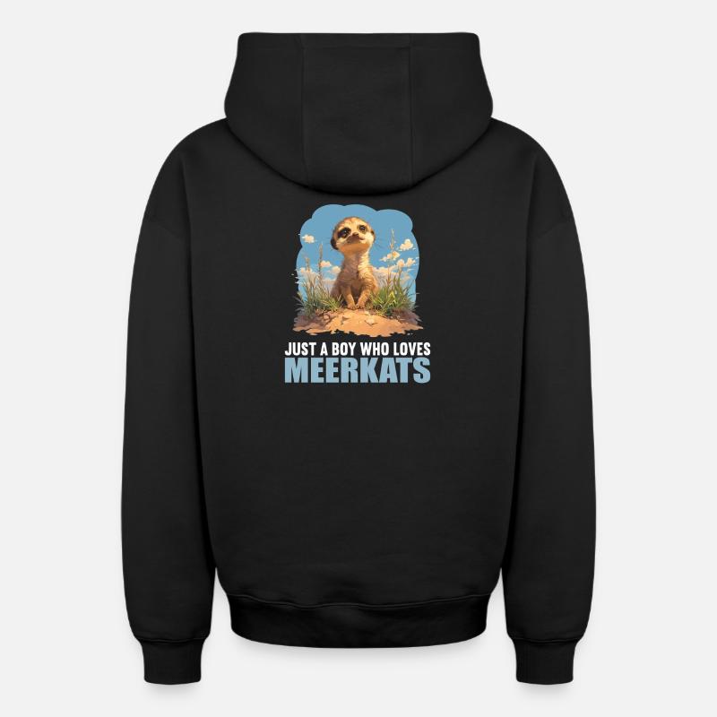 Suricate Erdmännchen - Sweat à capuche unisexe zippé oversize épais SPREAD - noir