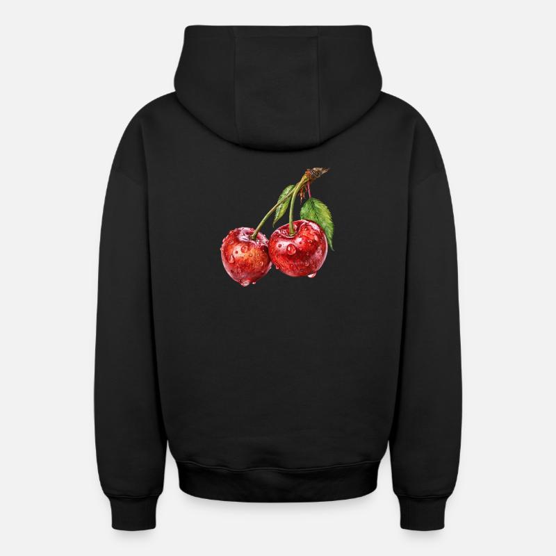 cerise - Sweat à capuche unisexe zippé oversize épais SPREAD - noir