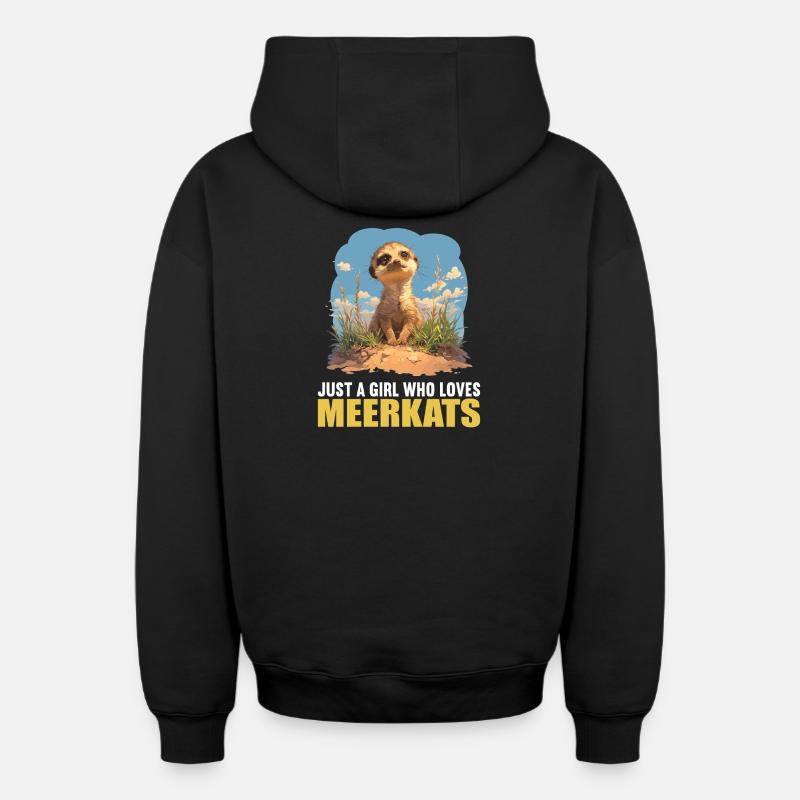 Suricate Erdmännchen - Sweat à capuche unisexe zippé oversize épais SPREAD - noir