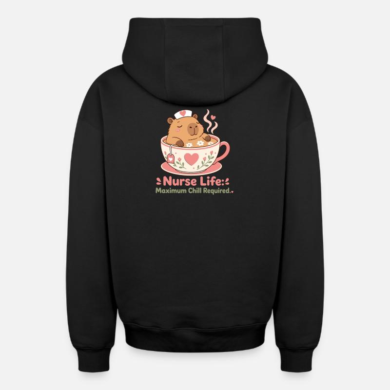 Infirmière de Capybara Aidant - Sweat à capuche unisexe zippé oversize épais SPREAD - noir