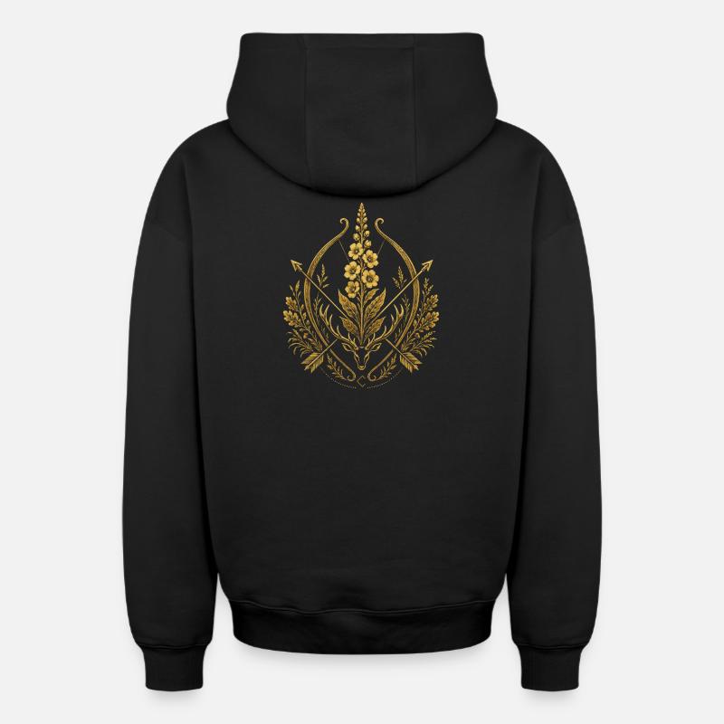 Emblème de l’arc Dziewanna - Sweat à capuche unisexe zippé oversize épais SPREAD - noir