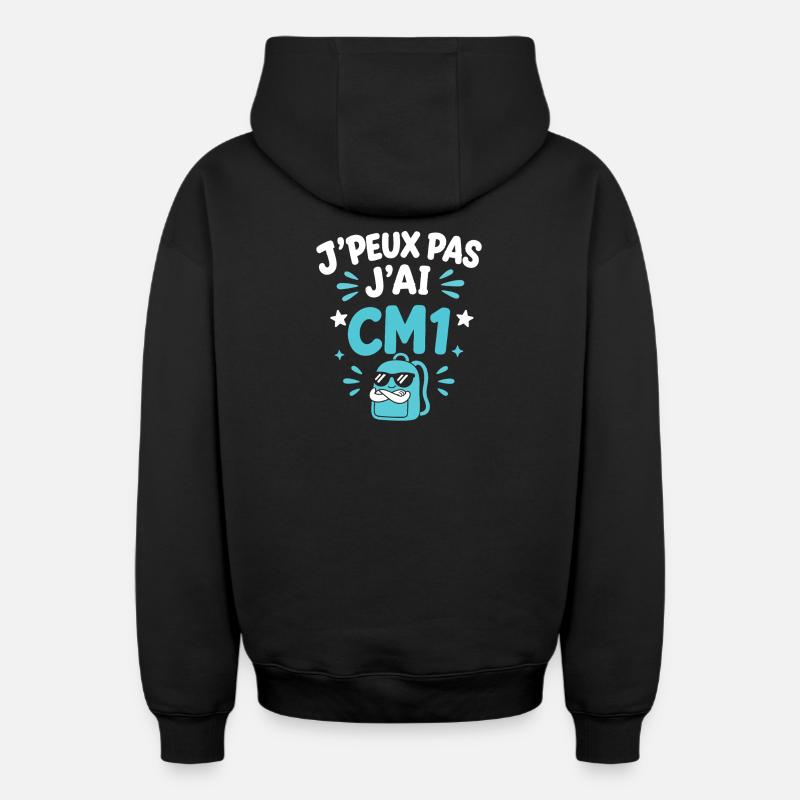 J'peux pas j'ai CM1 - Sweat à capuche unisexe zippé oversize épais SPREAD - noir