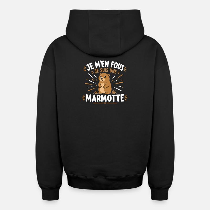 Marmotte  - Sweat à capuche unisexe zippé oversize épais SPREAD - noir
