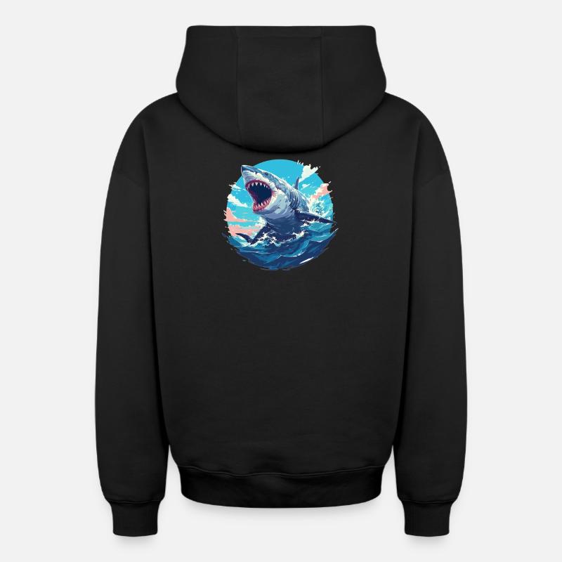 Requins Requin - Sweat à capuche unisexe zippé oversize épais SPREAD - noir