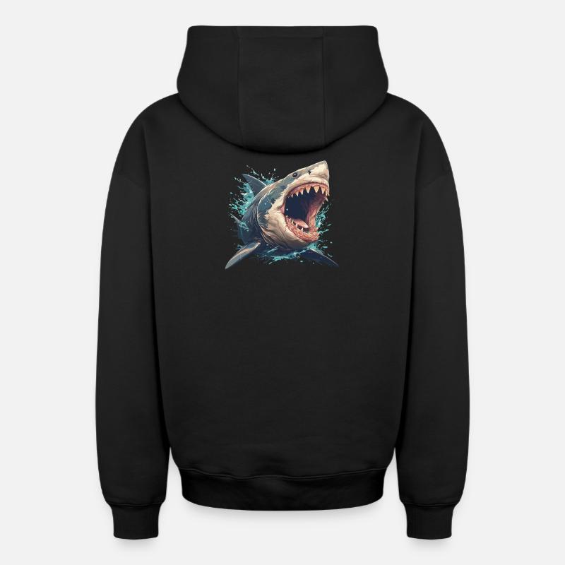 Requins Requin - Sweat à capuche unisexe zippé oversize épais SPREAD - noir