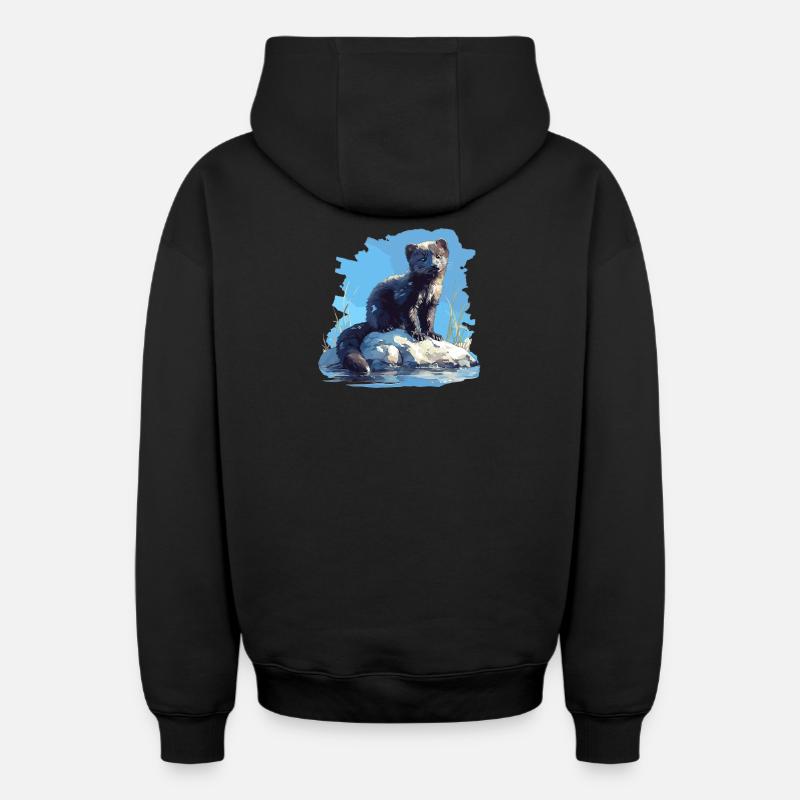 Mink Mink - Sweat à capuche unisexe zippé oversize épais SPREAD - noir