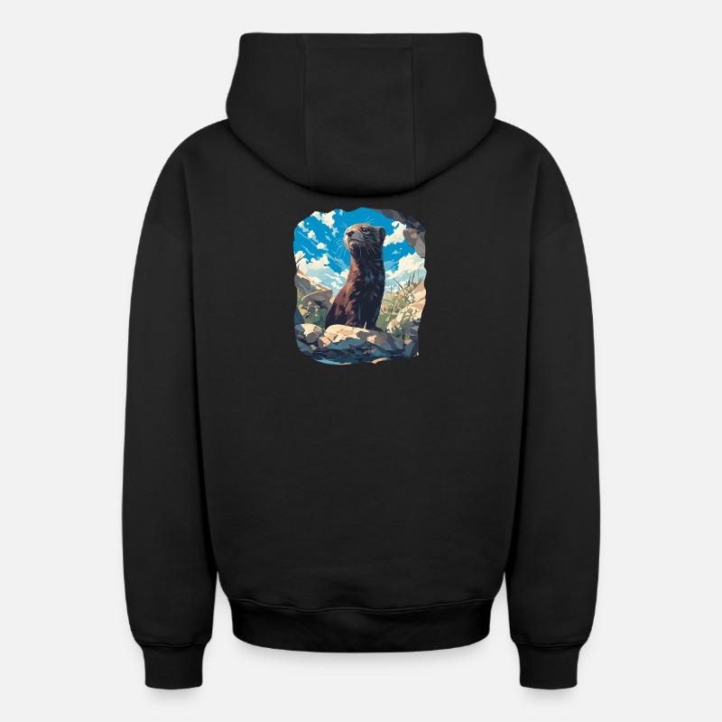 Mink Mink - Sweat à capuche unisexe zippé oversize épais SPREAD - noir