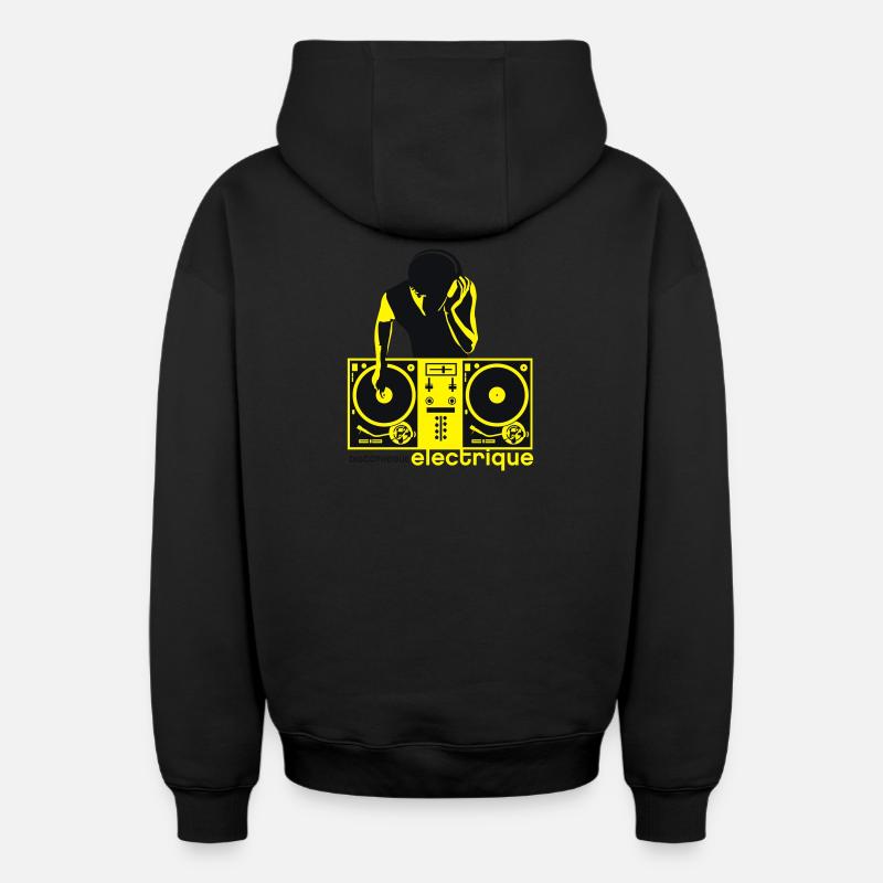 discotheque electrique - Sweat à capuche unisexe zippé oversize épais SPREAD - noir