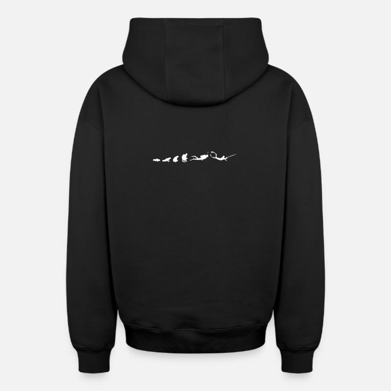 Évolution de la plongée - Sweat à capuche unisexe zippé oversize épais SPREAD - noir