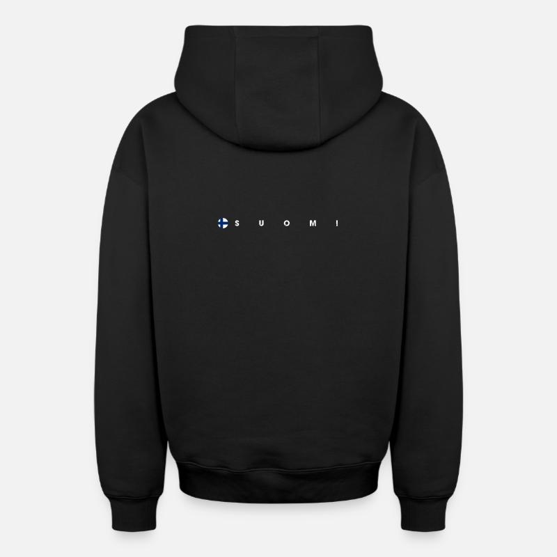 Drapeau Suomi - Sweat à capuche unisexe zippé oversize épais SPREAD - noir