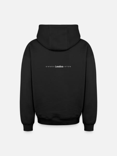 London coordinates - Oversized Heavyweight Unisex Zip Hoodie - black