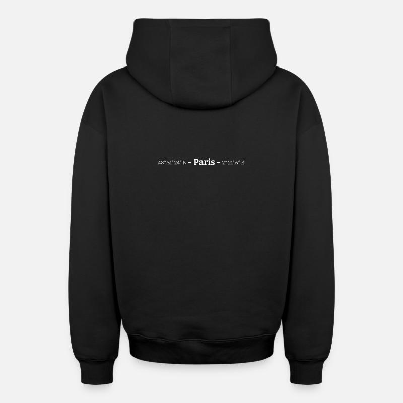 Coordonnées Paris - Sweat à capuche unisexe zippé oversize épais SPREAD - noir