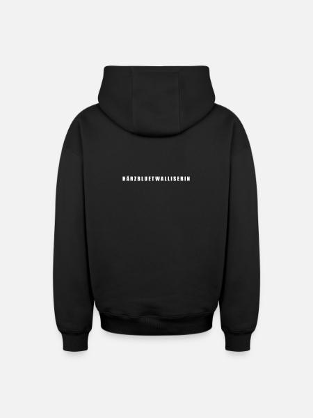 Härzbluetwalliserin Valais Switzerland - Oversized Heavyweight Unisex Zip Hoodie - black