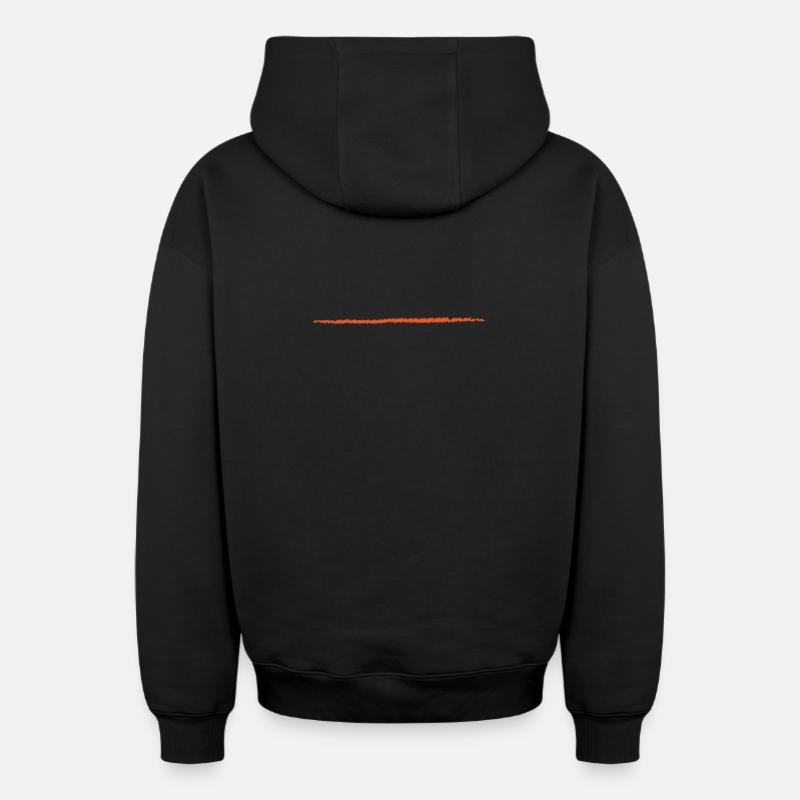 scribbled line | scribbled line - Oversized Heavyweight Unisex Zip Hoodie - black