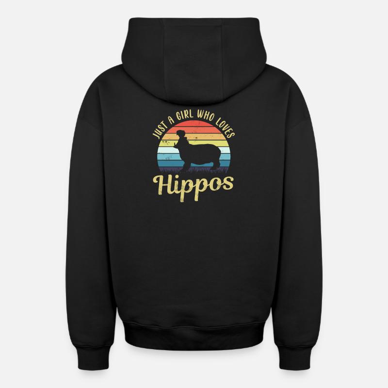 Nilpferd Flusspferd Hippo - Oversized Heavyweight Unisex Zip Hoodie - Schwarz
