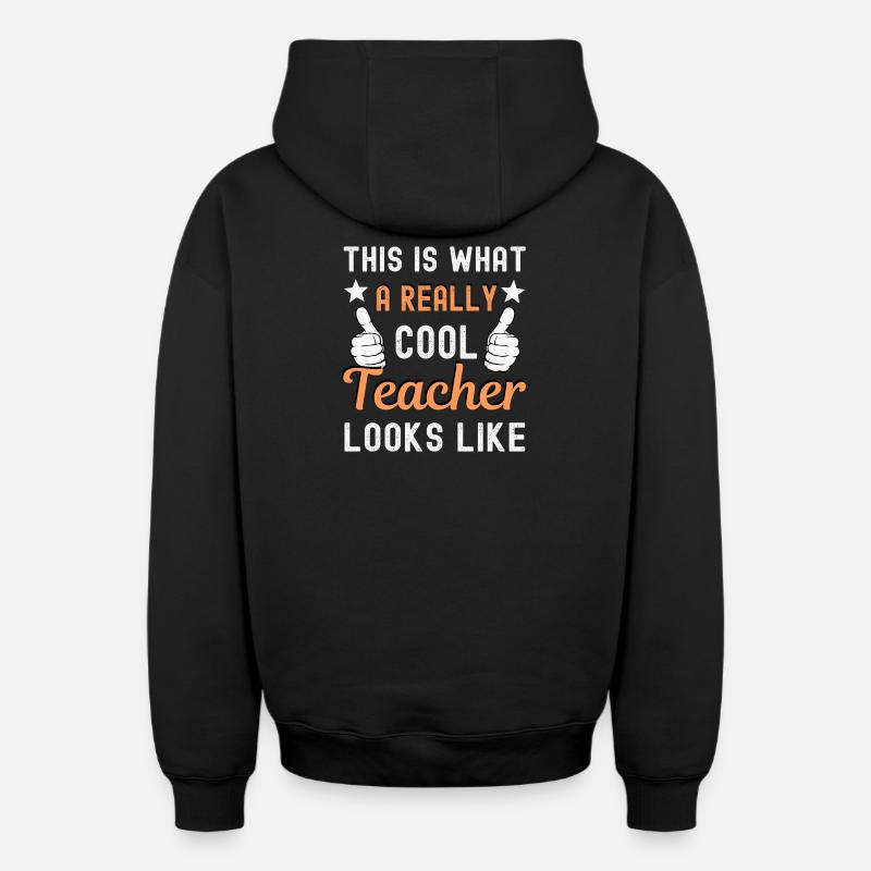 Enseignante - Sweat à capuche unisexe zippé oversize épais SPREAD - noir