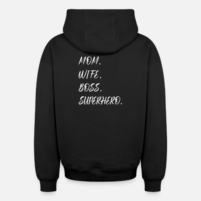 Mama Ehefrau Superheld - Oversized Heavyweight Unisex Zip Hoodie - Schwarz