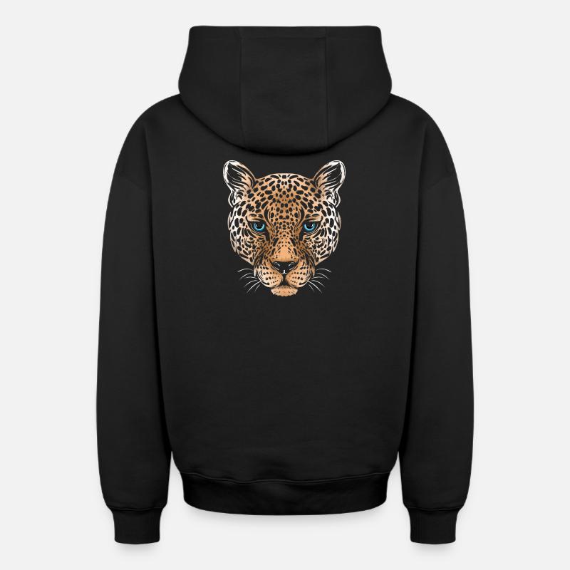 Léopard Cheetah Jaguar - Sweat à capuche unisexe zippé oversize épais SPREAD - noir