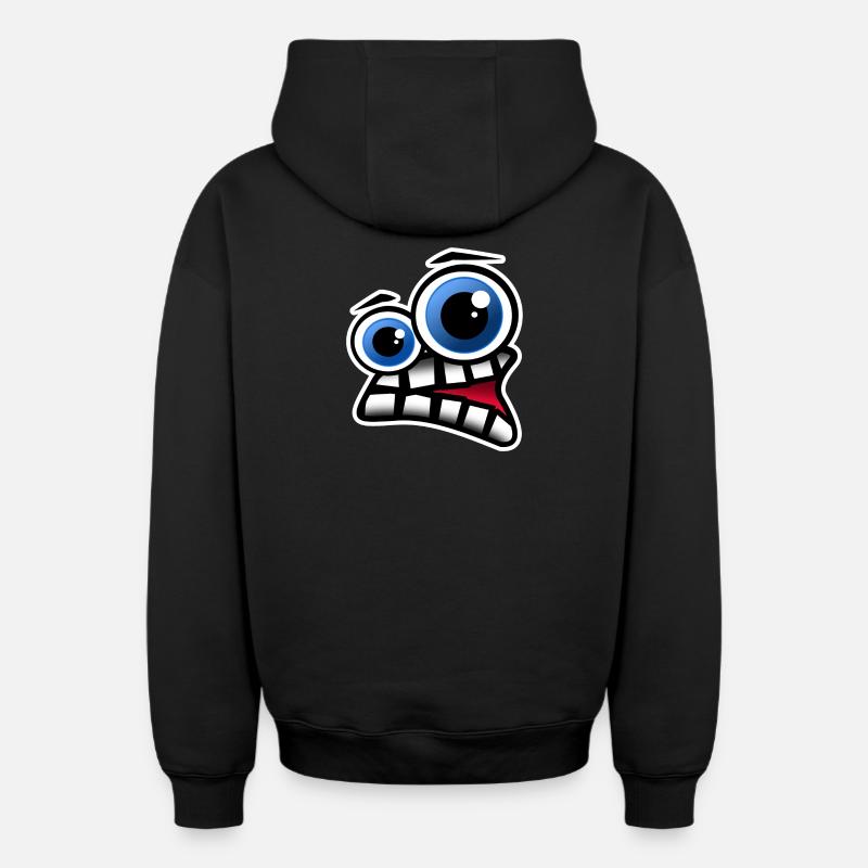 Gesicht Comic - Oversized Heavyweight Unisex Zip Hoodie - Schwarz