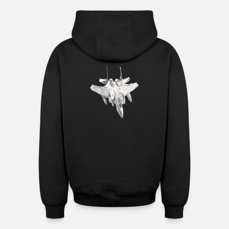 F15-Jagdflugzeugpilot-Luftfahrtshirt-Geschenkidee - Oversized Heavyweight Unisex Zip Hoodie - Schwarz