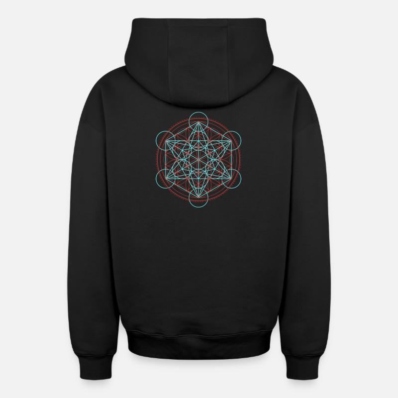 Lebendige Blume des Lebens Geometrie - Oversized Heavyweight Unisex Zip Hoodie - Schwarz