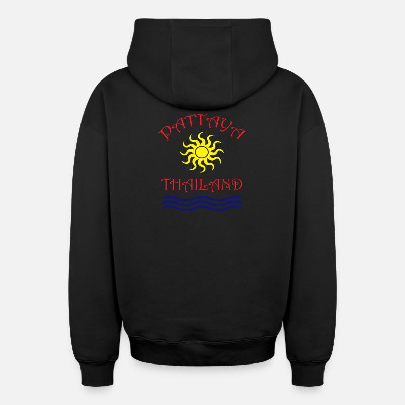 PATTAYA THAÏLANDE - Sweat à capuche unisexe zippé oversize épais SPREAD - noir