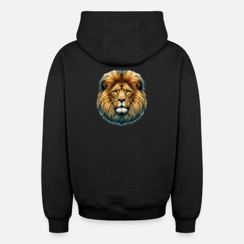 Lion - Sweat à capuche unisexe zippé oversize épais SPREAD - noir