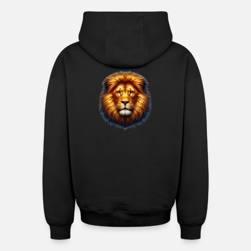 Lion - Sweat à capuche unisexe zippé oversize épais SPREAD - noir