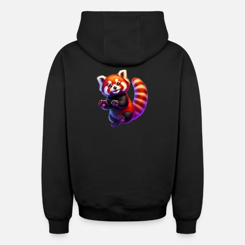 Petit panda - Sweat à capuche unisexe zippé oversize épais SPREAD - noir