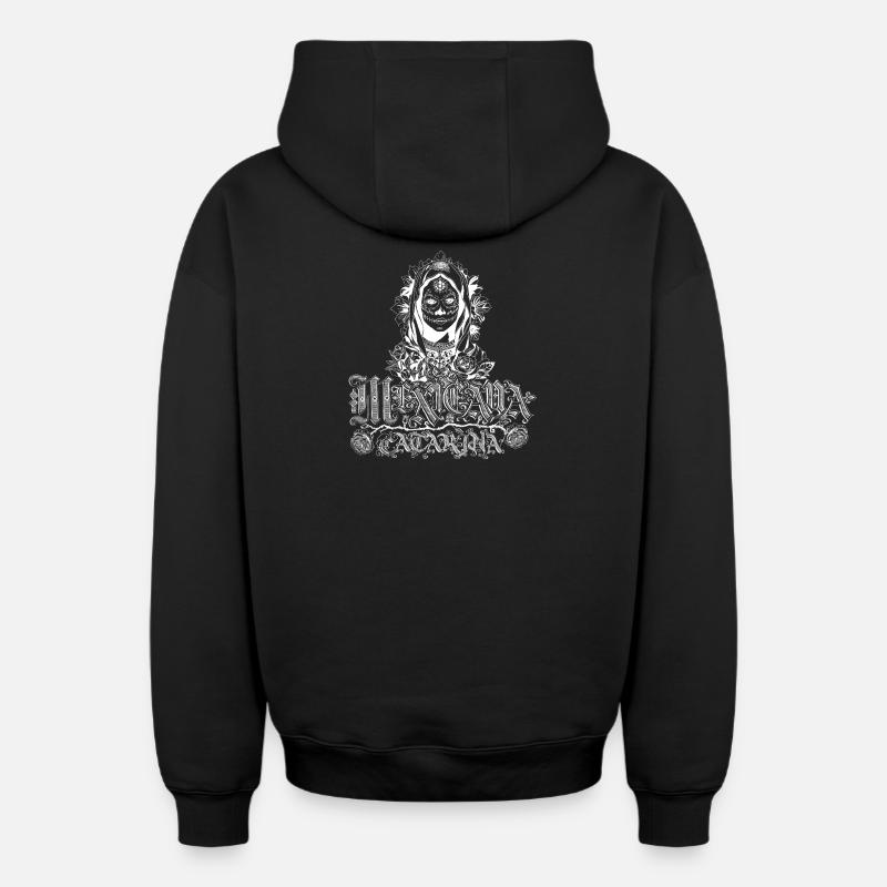 Mexicana Catarina blanc - Sweat à capuche unisexe zippé oversize épais SPREAD - noir
