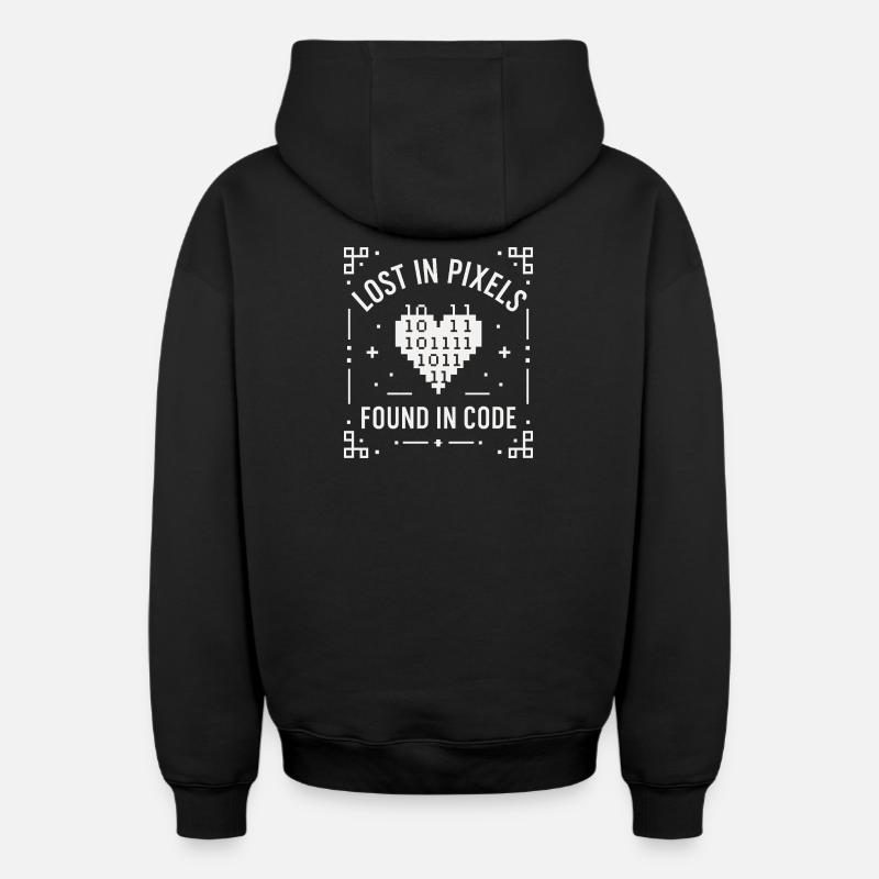Perdu dans les pixels - Sweat à capuche unisexe zippé oversize épais SPREAD - noir