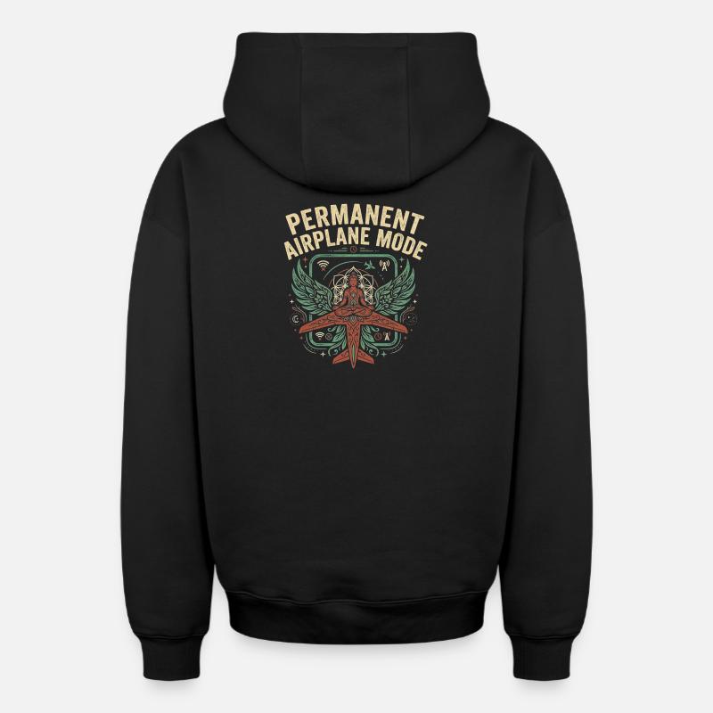 Dauer Flugmodus - Oversized Heavyweight Unisex Zip Hoodie - Schwarz