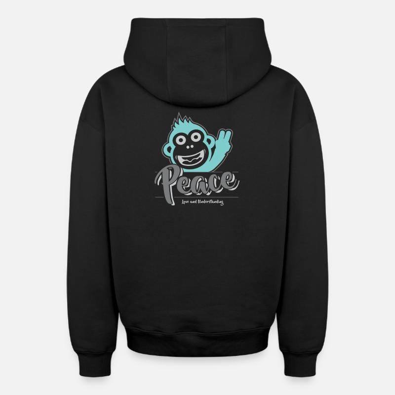 Paix, amour et compréhension - Sweat à capuche unisexe zippé oversize épais SPREAD - noir
