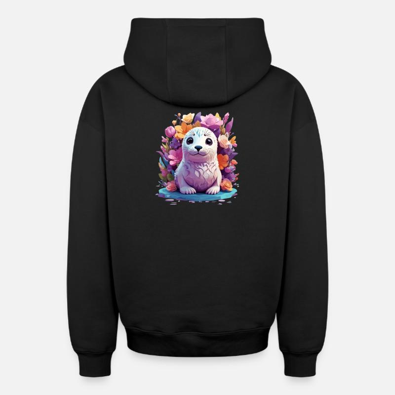 Sceau mignon - Sweat à capuche unisexe zippé oversize épais SPREAD - noir
