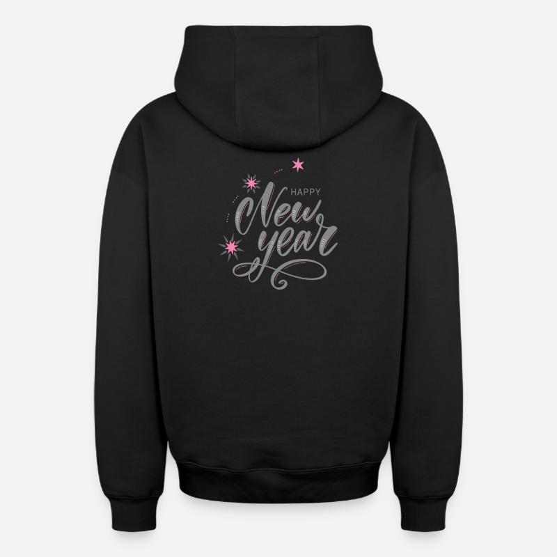 Bonne Année - Sweat à capuche unisexe zippé oversize épais SPREAD - noir