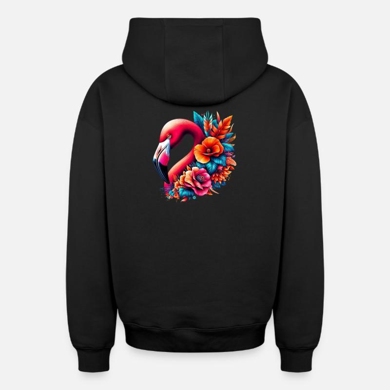 Flamant - Sweat à capuche unisexe zippé oversize épais SPREAD - noir
