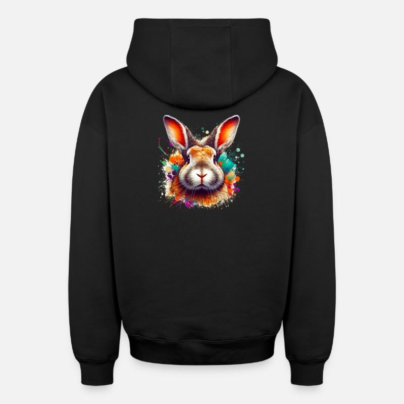 Lapin - Sweat à capuche unisexe zippé oversize épais SPREAD - noir