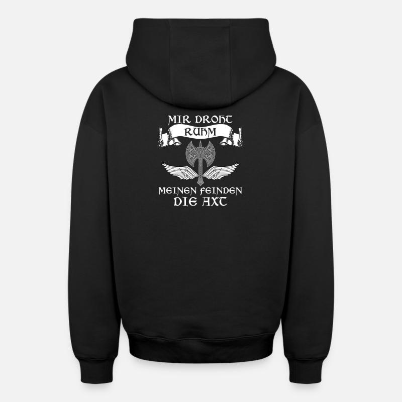 Wikinger Walhalla Krieger - Oversized Heavyweight Unisex Zip Hoodie - Schwarz
