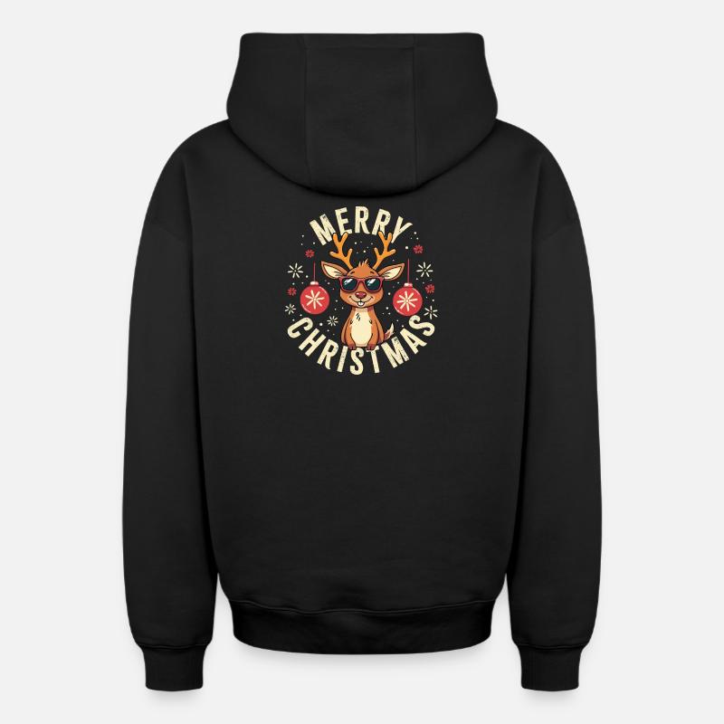 Joyeux Noël - Sweat à capuche unisexe zippé oversize épais SPREAD - noir