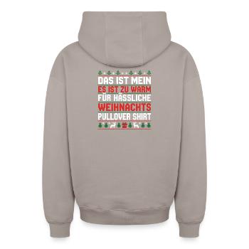 Christmas - Oversized Heavyweight Unisex Zip Hoodie - taupe - Back - AI Model Male 178 light (178cm)