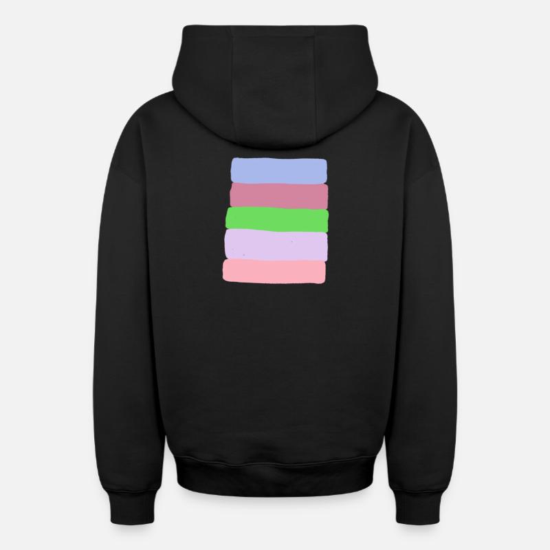 Pastellstreifen-Stack - Oversized Heavyweight Unisex Zip Hoodie - Schwarz