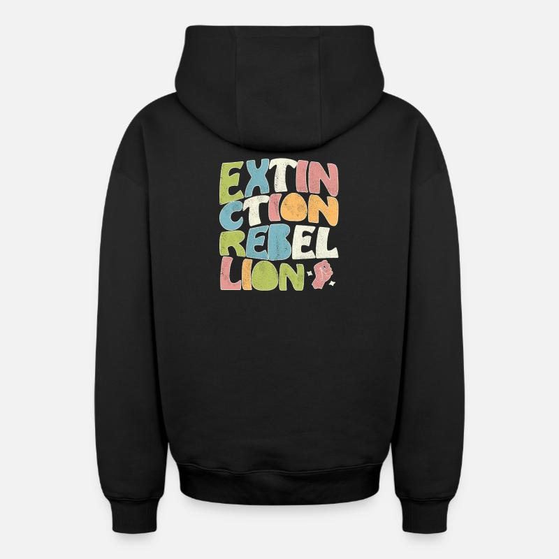 Extinction Rebellion rétro - Sweat à capuche unisexe zippé oversize épais SPREAD - noir