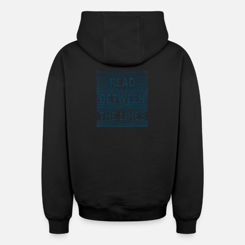 lire entre - Sweat à capuche unisexe zippé oversize épais SPREAD - noir