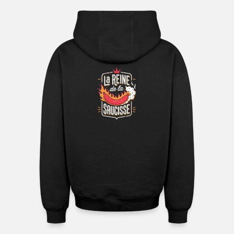 La Reine de la Saucisse - Sweat à capuche unisexe zippé oversize épais SPREAD - noir
